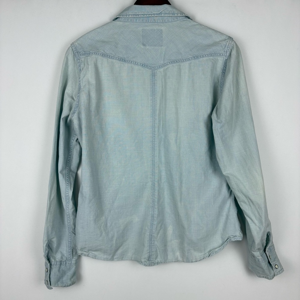 American Eagle Outfitters Acid Wash Long Sleeve Denim‎ Button Down Shirt - Picture 2 of 4